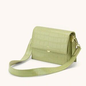 JW PEI sage green croc flap bag